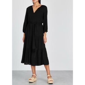 Velvet by Graham & Spencer Samar Belted Midi Dress in Black Size Small